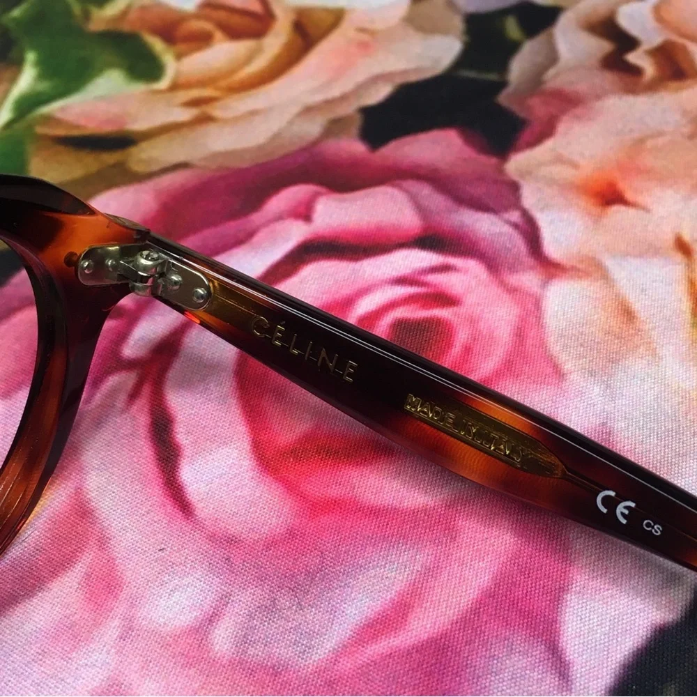 CELINE Two dots round Orange & Black tortoise acetate frames CL41461 F 086 145